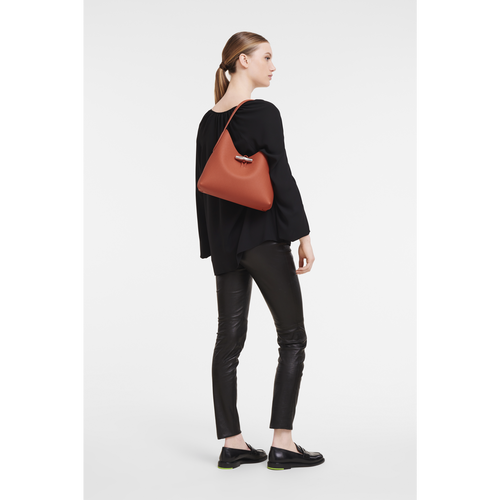Orange Women's Longchamp Roseau M Leather Shoulder Bags | 3425719-YF