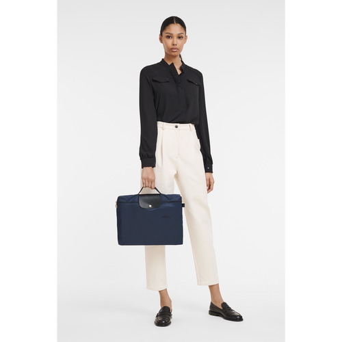 Blue Women's Longchamp Le Pliage Green Canvas, Recycled canvas Briefcase | 6317594-BC