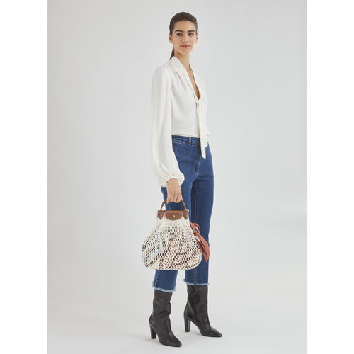 Beige Women's Longchamp Le Pliage filet Canvas Shoulder Bags | 9840716-GO