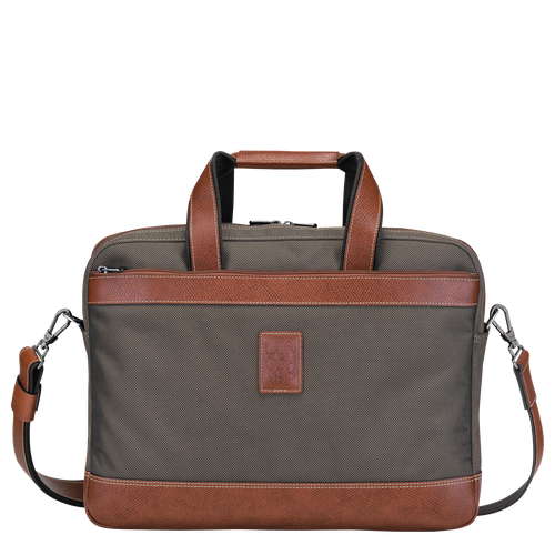 Brown Men's Longchamp Boxford L Canvas Briefcase | 1769852-WO