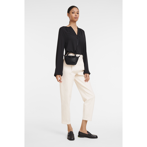 Black Women's Longchamp Le Pliage Cuir Leather Crossbody Bags | 0246917-WZ