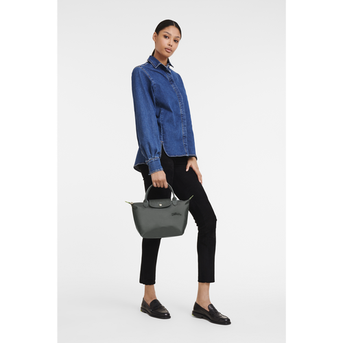 Grey Women's Longchamp Le Pliage Green S Canvas, Recycled canvas Top-handle Bags | 7526938-YM
