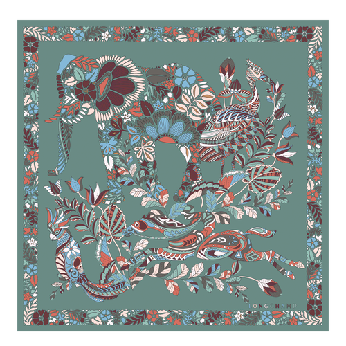 Green Women's Longchamp Fall-Winter 2022 Collection Silk Silk Scarves | 3764981-ED