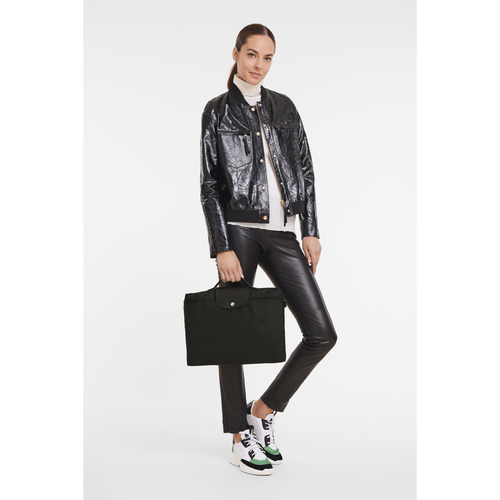 Black Women's Longchamp Le Pliage Green Canvas, Recycled canvas Briefcase | 7198054-TM