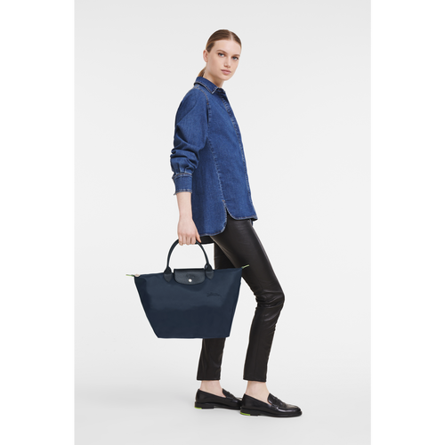 Blue Women's Longchamp Le Pliage Green M Canvas, Recycled canvas Top-handle Bags | 1403586-MV