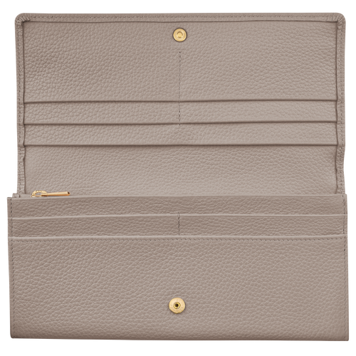 Grey Women's Longchamp Long continental Le Foulonné Leather Wallets | 6283479-FE - Exclusive Outlet Sale