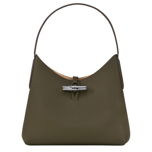 Green Women's Longchamp Roseau M Leather Shoulder Bags | 8036742-ZM