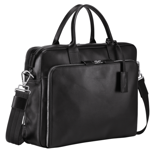 Black Men's Longchamp Baxi M Leather Briefcase | 7134692-GT