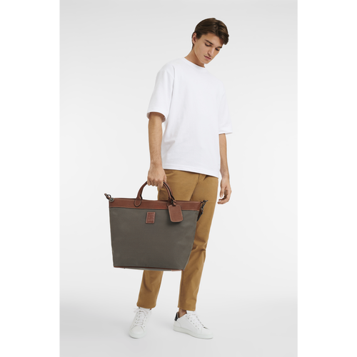 Brown Men's Longchamp Boxford Canvas Travel Bags | 1928756-MO