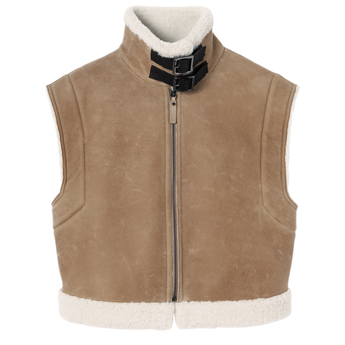 Beige Women's Longchamp Fall-Winter 2022 Collection Leather Jackets | 6087945-QF