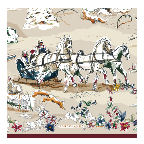 Beige Women's Longchamp Fall-Winter 2022 Collection Silk Silk Scarves | 4026831-YV