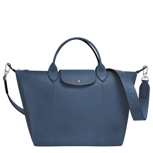 Blue Women's Longchamp Le Pliage Cuir M Leather Top-handle Bags | 7832650-GA