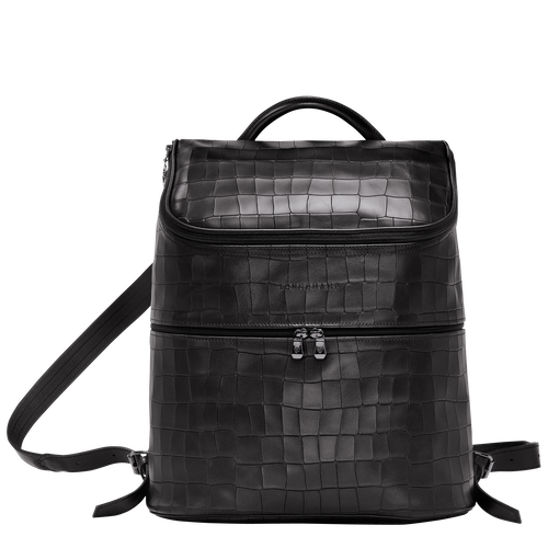 Black Men's Longchamp Croco Block Leather Backpacks | 0798526-OF