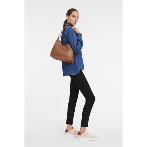 Brown Women's Longchamp Le Foulonné Leather Shoulder Bags | 2476891-ML