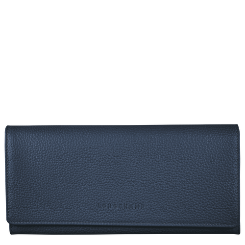 Blue Women's Longchamp Long continental Le Foulonné Leather Wallets | 4765301-TV - Exclusive Outlet Sale