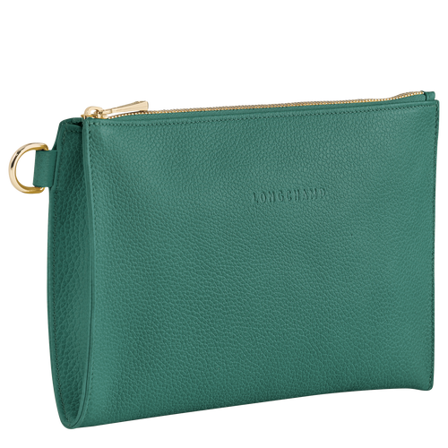 Green Women's Longchamp Le Foulonné Leather Pouches | 8213497-MZ