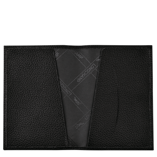Black Women's Longchamp Passport cover Le Foulonné Leather Pouches | 7915602-OQ