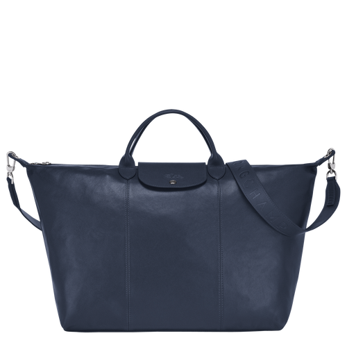 Blue Men's Longchamp Le Pliage Cuir L Leather Travel Bags | 7809312-FN
