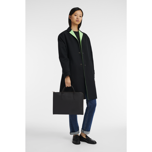 Black Women's Longchamp Le Foulonné S Leather Briefcase | 6438902-TQ
