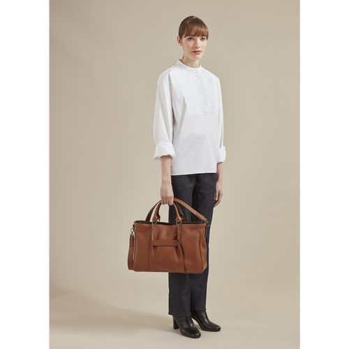 Beige Women's Longchamp 3D M Leather Top-handle Bags | 7350298-IJ