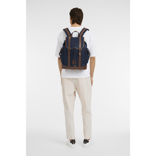Blue Men's Longchamp Boxford Canvas Backpacks | 7928410-KL