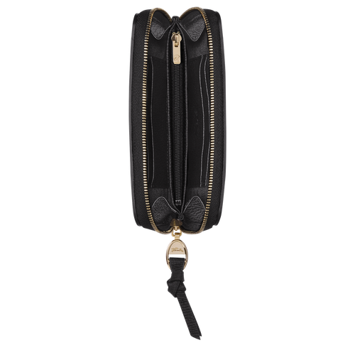 Black Women's Longchamp Mailbox Leather Compact Wallets | 0743256-JK