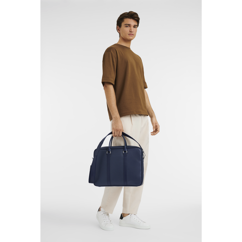Blue Men's Longchamp Le Foulonné S Leather Briefcase | 5831047-CW