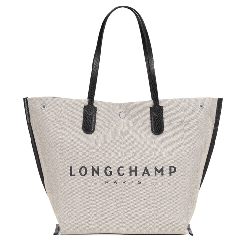 Beige Women's Longchamp Roseau L Canvas Shoulder Bags | 9718302-DV
