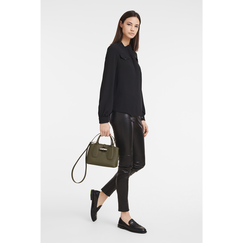 Green Women's Longchamp Roseau S Leather Top-handle Bags | 0736185-BS