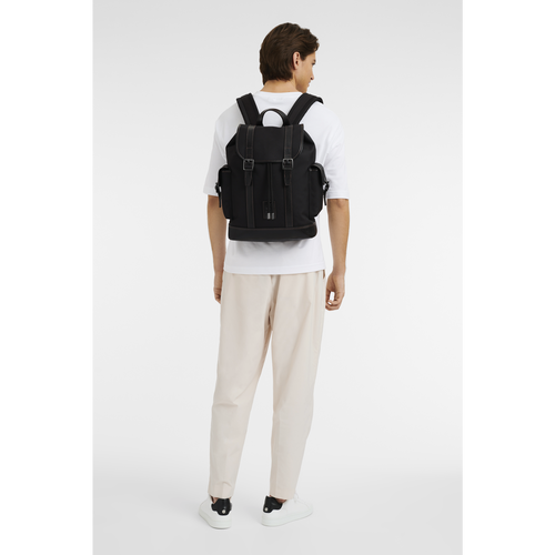 Black Men's Longchamp Boxford Canvas Backpacks | 7690128-JU