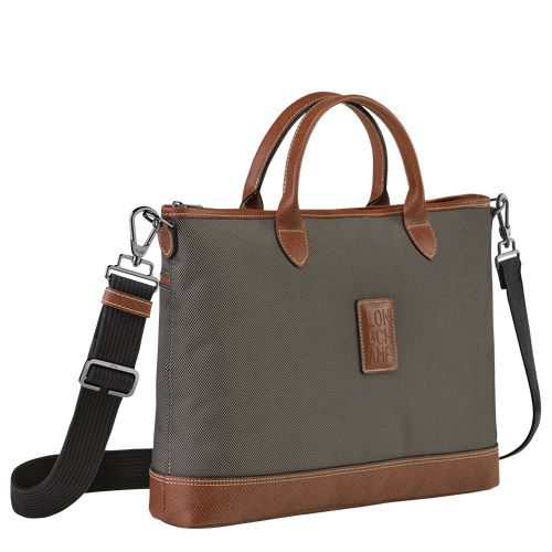 Brown Men's Longchamp Boxford S Canvas Briefcase | 2068194-PM