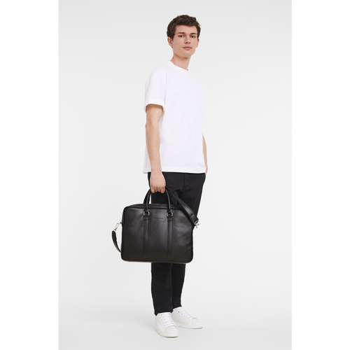 Black Men's Longchamp Le Foulonné S Leather Briefcase | 8629435-VG