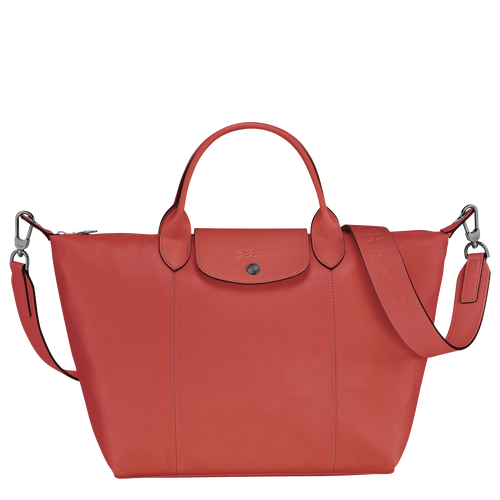 Orange Women's Longchamp Le Pliage Cuir M Leather Top-handle Bags | 6132540-IH