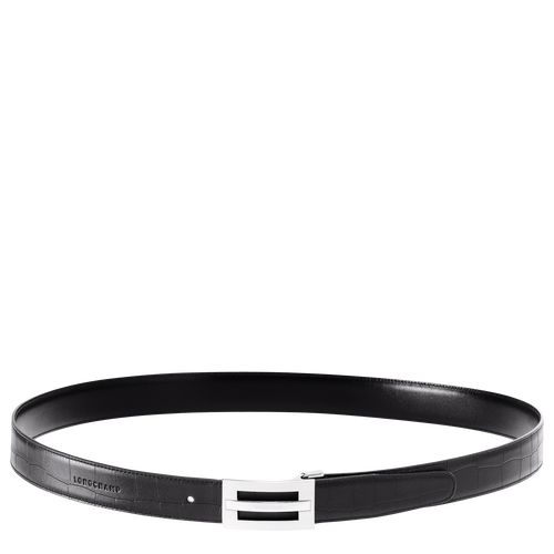 Black Men's Longchamp Delta Box Leather Belts | 7834069-FH