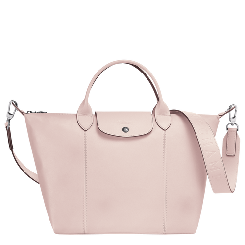 Pink Women's Longchamp Le Pliage Cuir M Leather Top-handle Bags | 1590724-QM