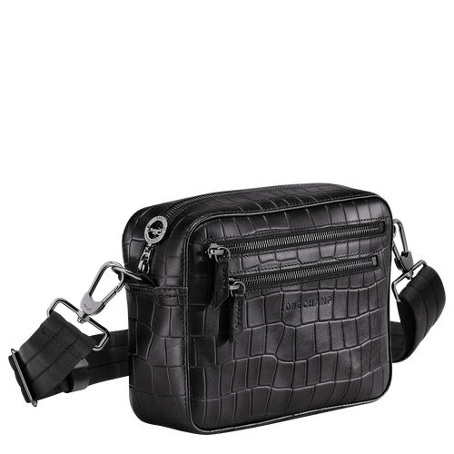 Black Women's Longchamp Croco Block Leather Crossbody Bags | 0812397-PJ