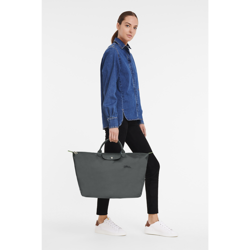 Grey Women's Longchamp Le Pliage Green L Canvas, Recycled canvas Travel Bags | 5938016-EJ