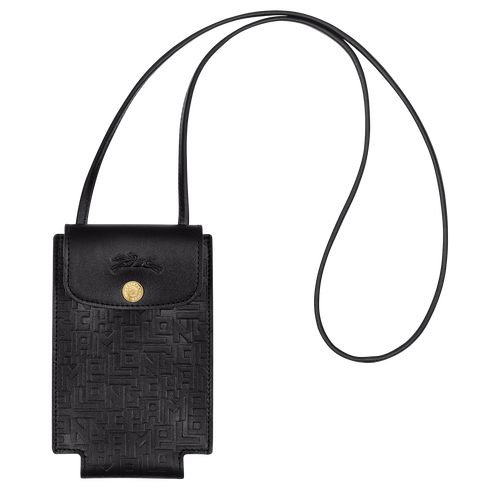 Black Men's Longchamp Le Pliage Cuir LGP Leather Phone Case | 5427169-WL