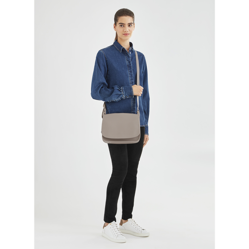 Grey Women's Longchamp Le Foulonné L Leather Crossbody Bags | 4172908-YL