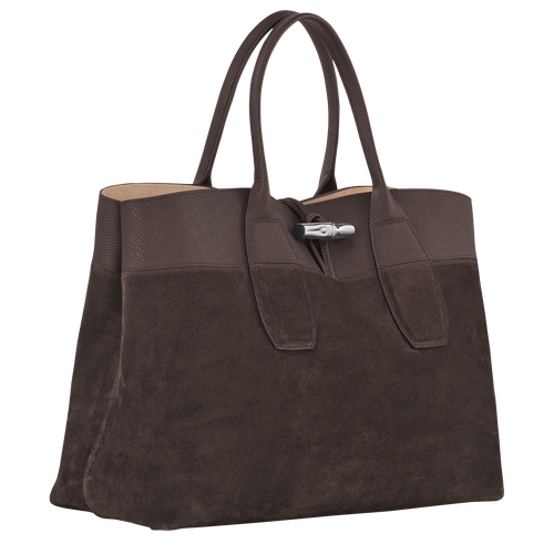 Brown Women's Longchamp Roseau L Leather Top-handle Bags | 3016854-RD