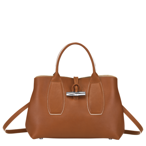 Brown Women's Longchamp Roseau M Leather Top-handle Bags | 7804196-RH