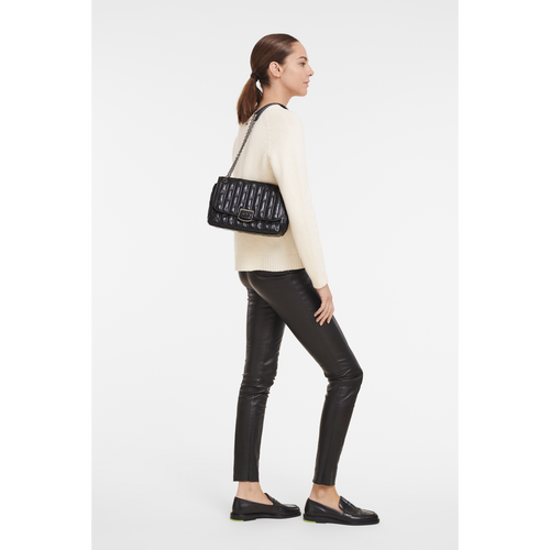 Black Women's Longchamp Brioche M Leather Crossbody Bags | 7546089-CX