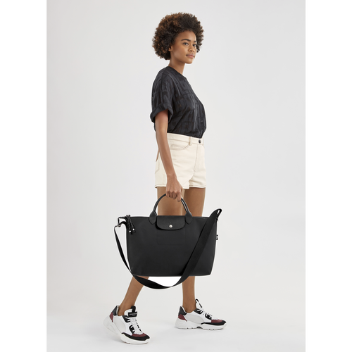 Black Men's Longchamp Le Pliage Energy L Canvas, Recycled canvas Handbag | 8932540-DR
