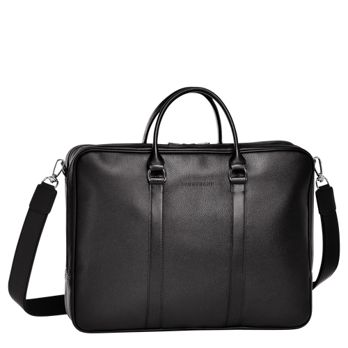 Black Men's Longchamp Le Foulonné L Leather Briefcase | 4367892-GK