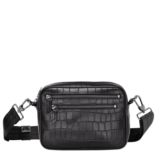 Black Women's Longchamp Croco Block Leather Crossbody Bags | 0812397-PJ