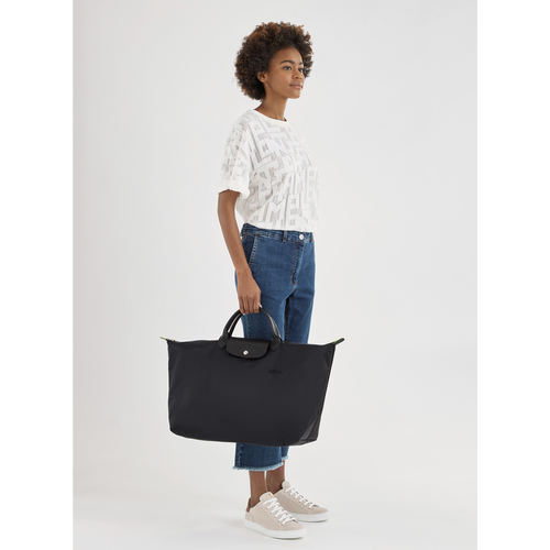 Black Women's Longchamp Le Pliage Green L Canvas, Recycled canvas Travel Bags | 6219470-RH