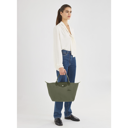 Green Women's Longchamp Le Pliage Green M Canvas, Recycled canvas Top-handle Bags | 2785410-HG