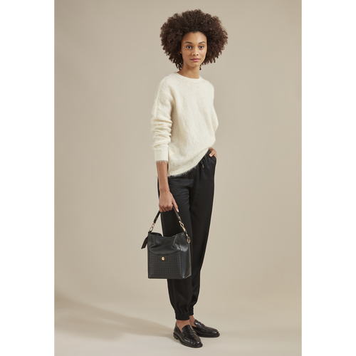Black Women's Longchamp Mademoiselle S Leather Shoulder Bags | 1324597-RC