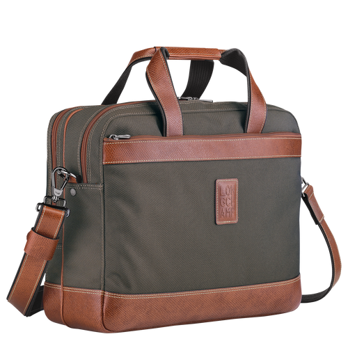 Brown Men's Longchamp Boxford L Canvas Briefcase | 1769852-WO