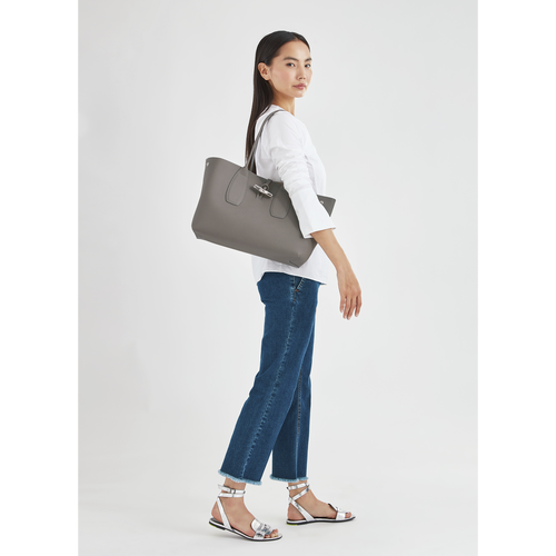 Grey Women's Longchamp Roseau Leather Shoulder Bags | 8015627-ZT